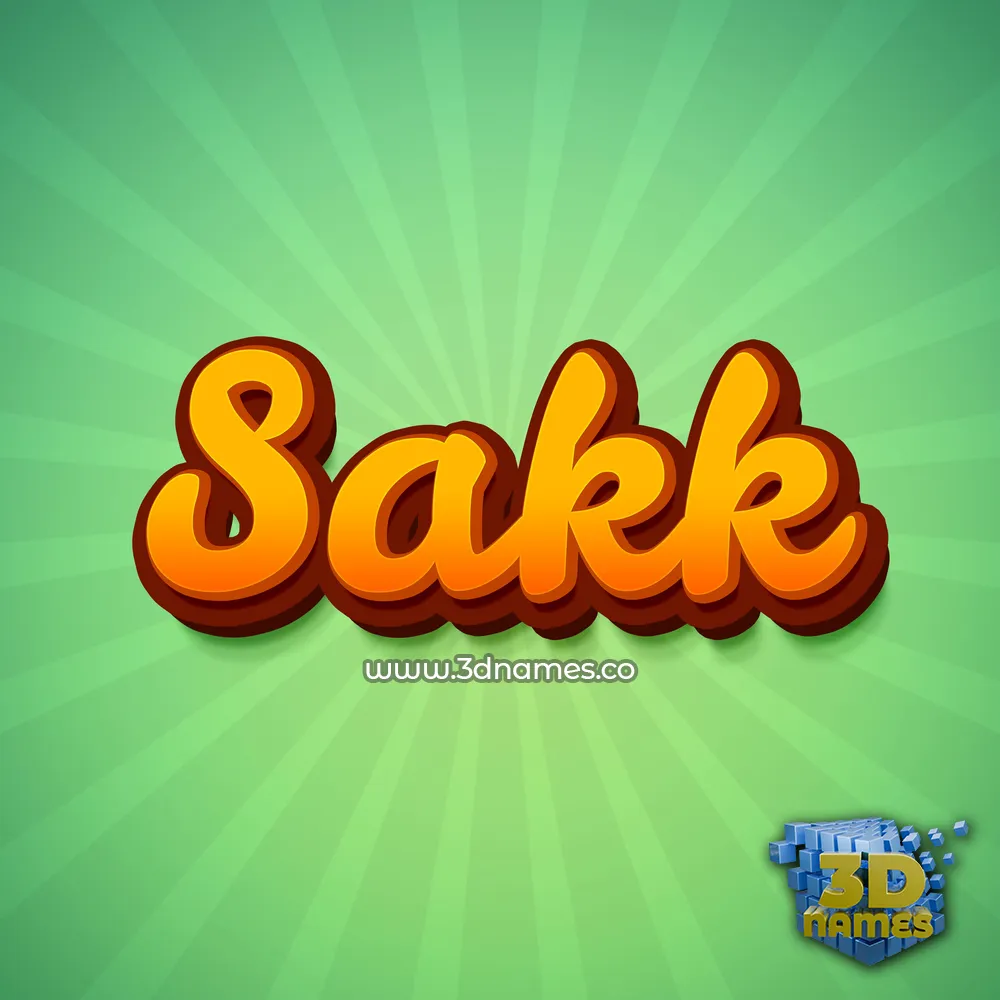 sakk in Green Rays style - 3D name wallpaper