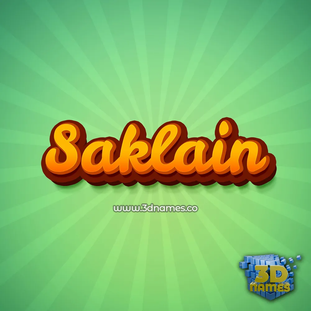 saklain in Green Rays style - 3D name wallpaper