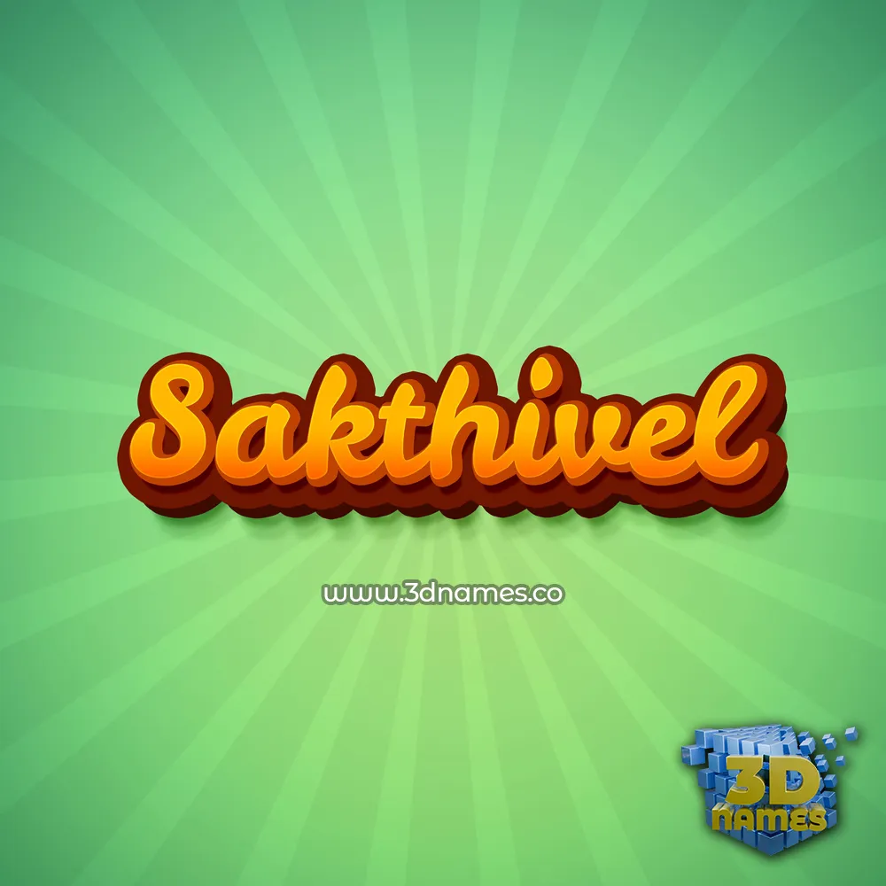 sakthivel in Green Rays style - 3D name wallpaper