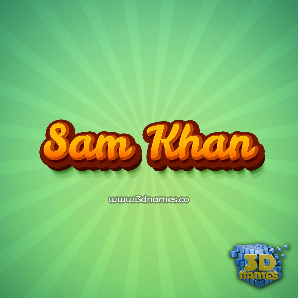 sam khan in Green Rays style - 3D name wallpaper