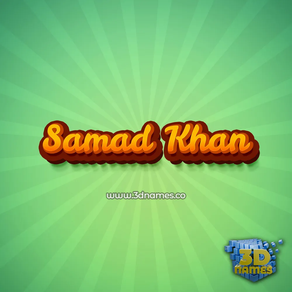 samad khan in Green Rays style - 3D name wallpaper