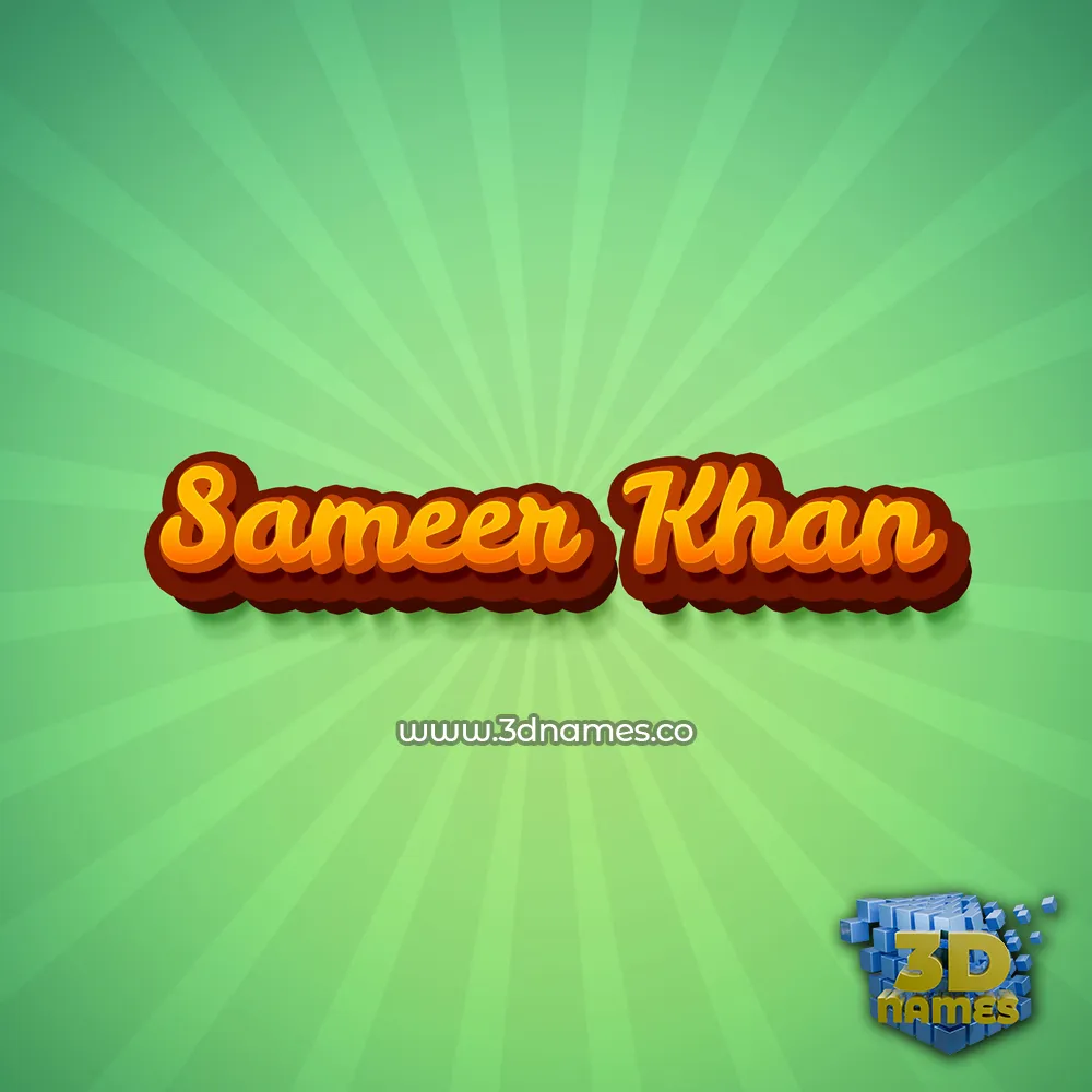 sameer khan in Green Rays style - 3D name wallpaper