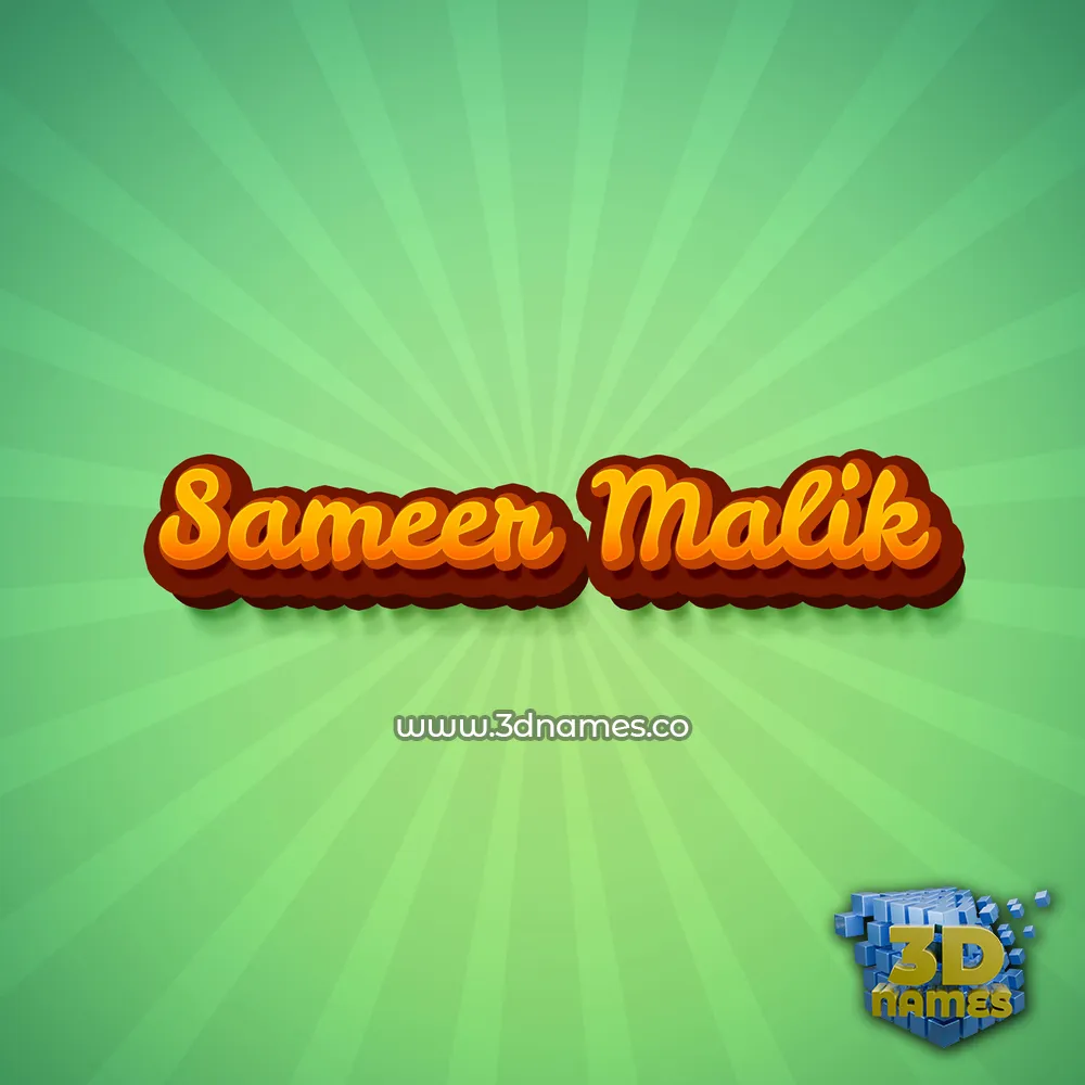sameer malik in Green Rays style - 3D name wallpaper