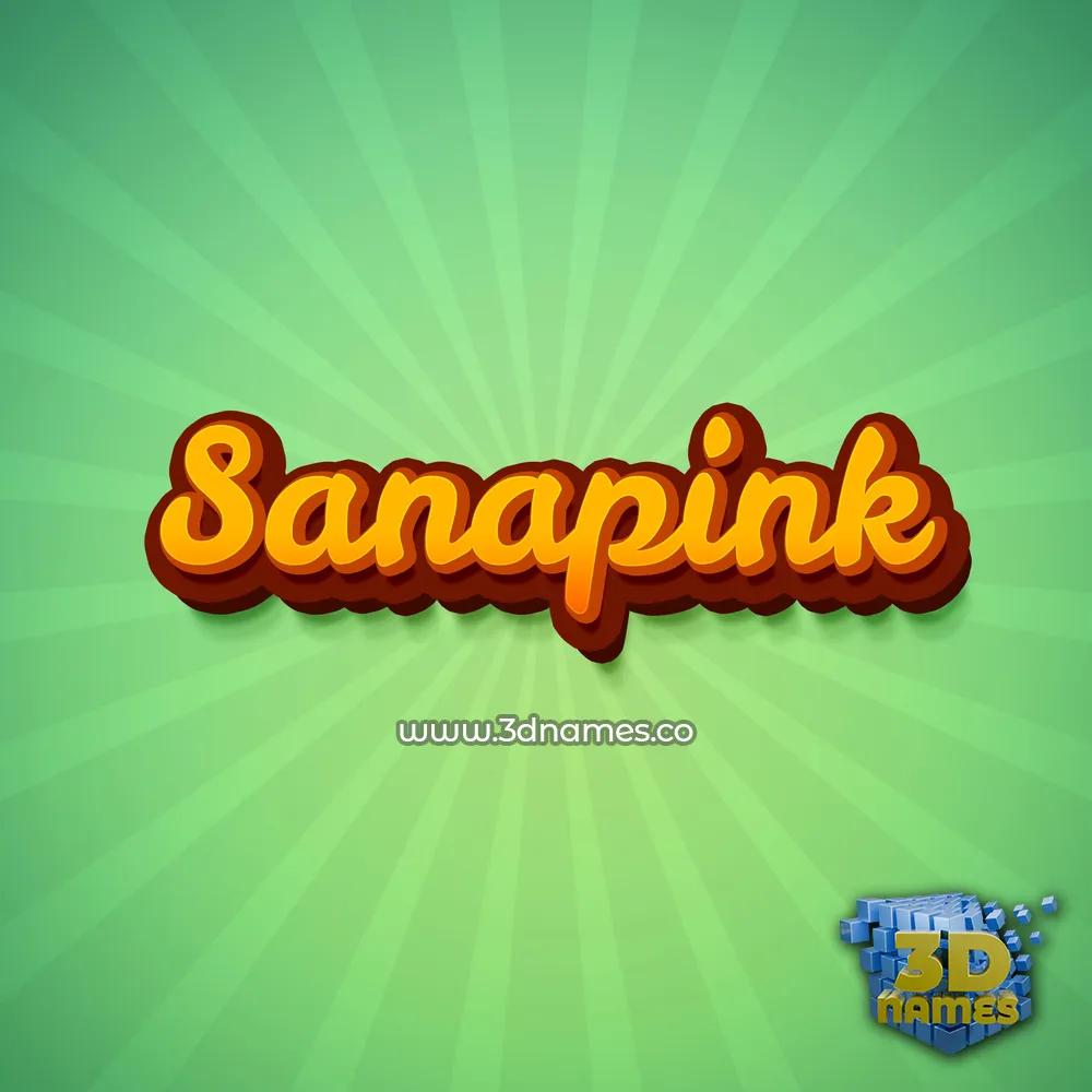 sanapink in Green Rays style - 3D name wallpaper