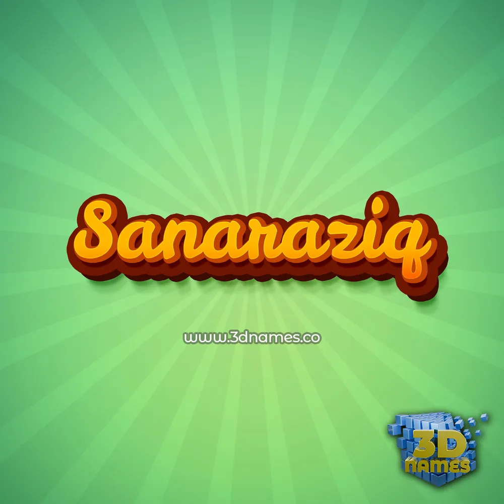 sanaraziq in Green Rays style - 3D name wallpaper