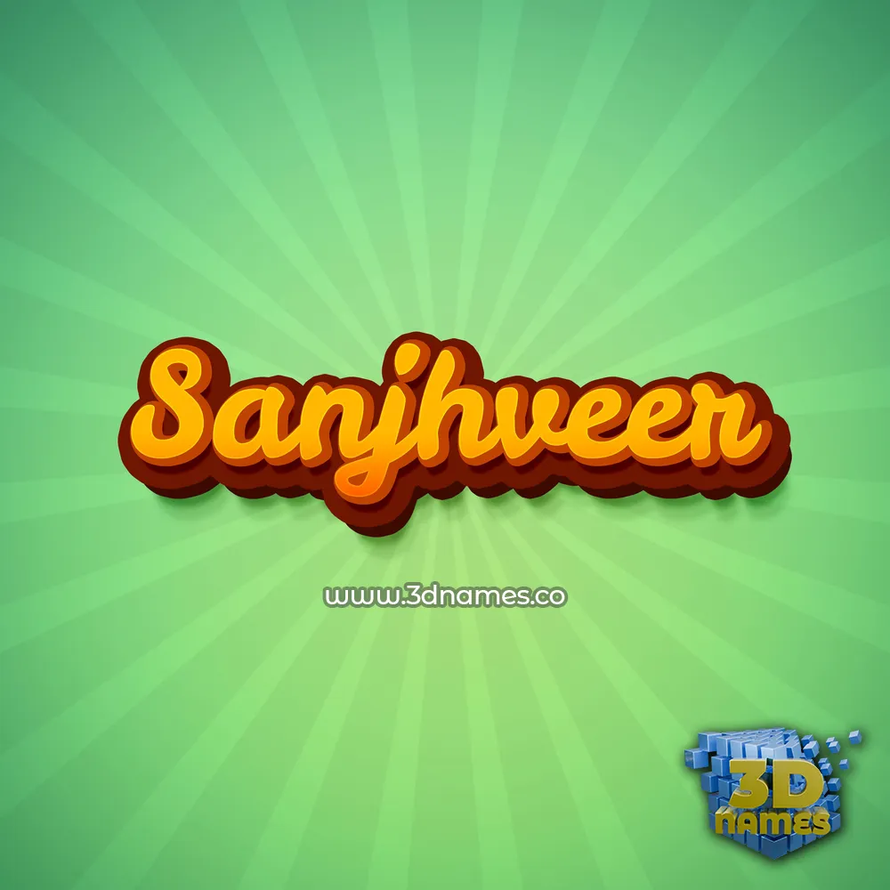 sanjhveer in Green Rays style - 3D name wallpaper