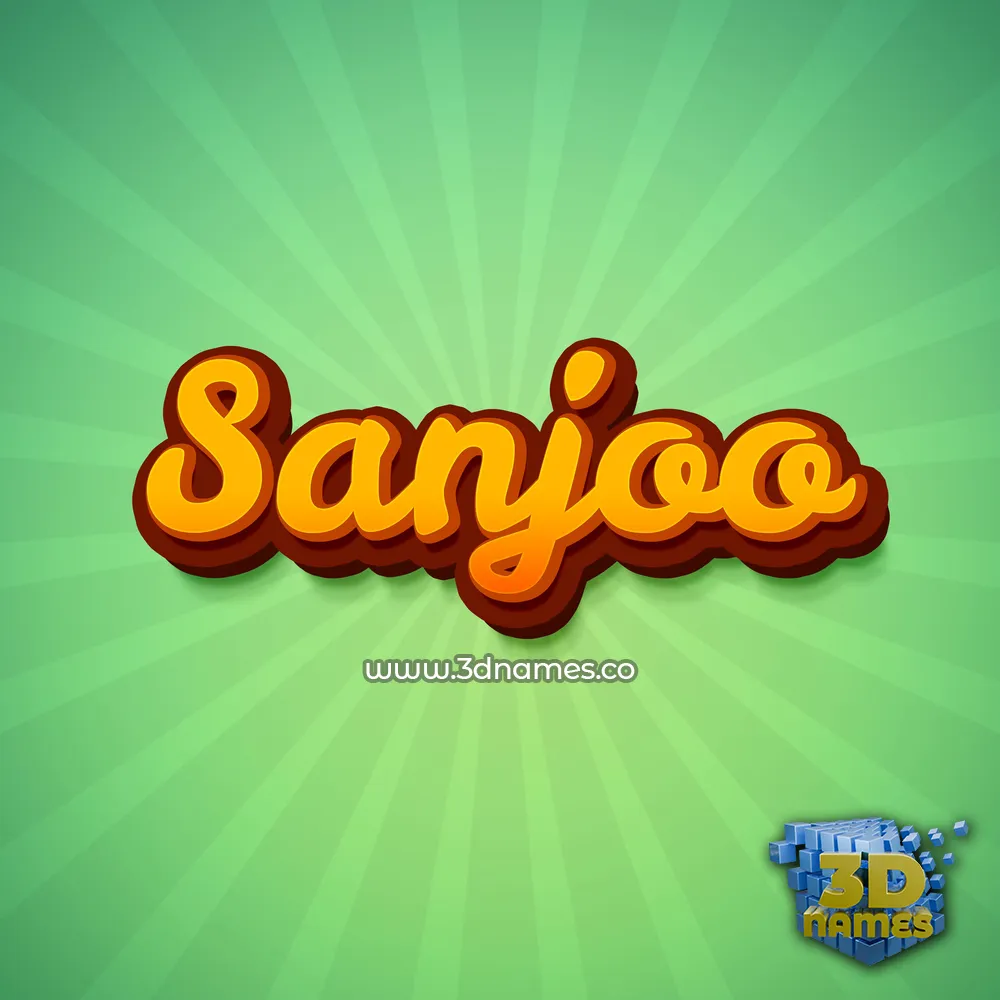 sanjoo in Green Rays style - 3D name wallpaper