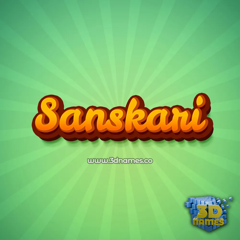 sanskari in Green Rays style - 3D name wallpaper