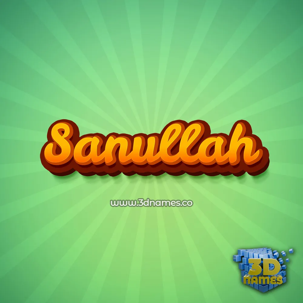 sanullah in Green Rays style - 3D name wallpaper