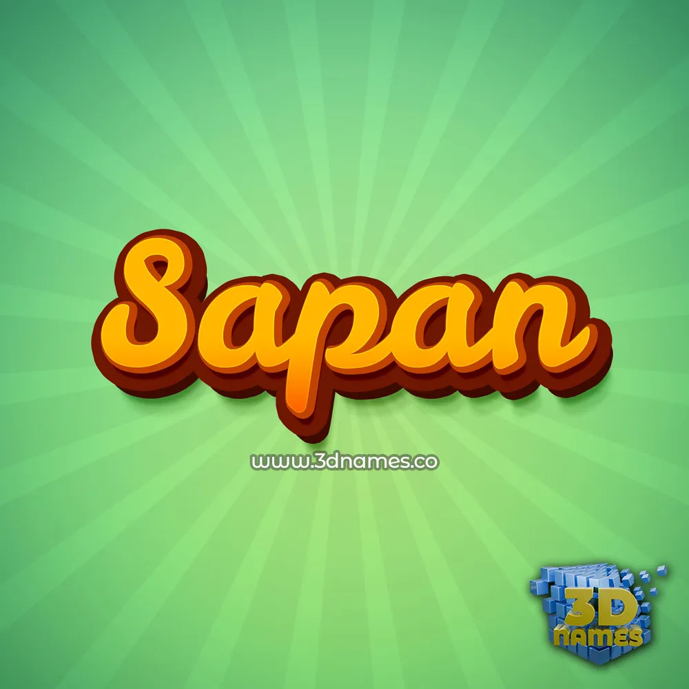 sapan in Green Rays style - 3D name wallpaper