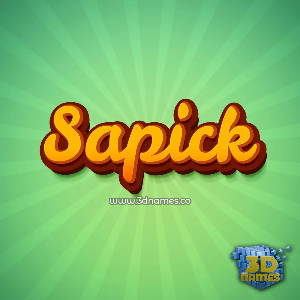 sapick in Green Rays style - 3D name wallpaper