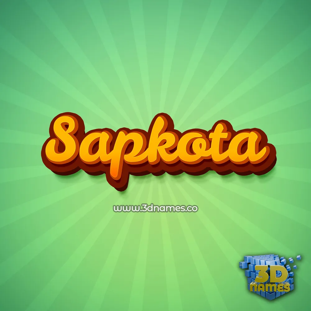 sapkota in Green Rays style - 3D name wallpaper
