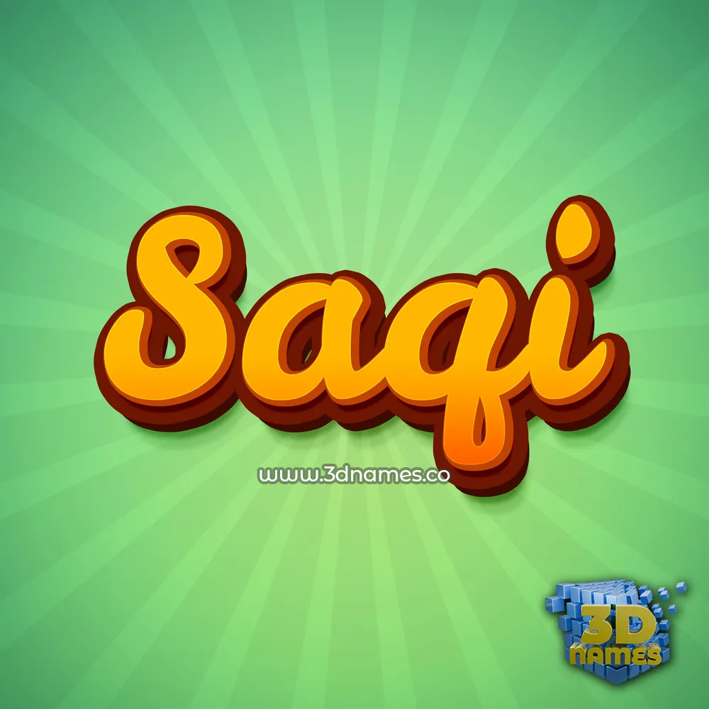 saqi in Green Rays style - 3D name wallpaper