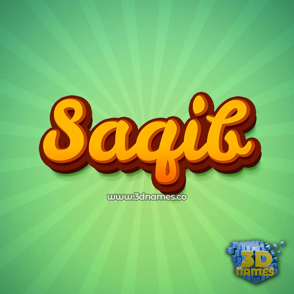 saqib in Green Rays style - 3D name wallpaper