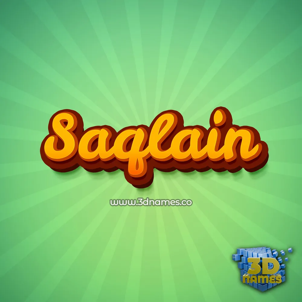 saqlain in Green Rays style - 3D name wallpaper