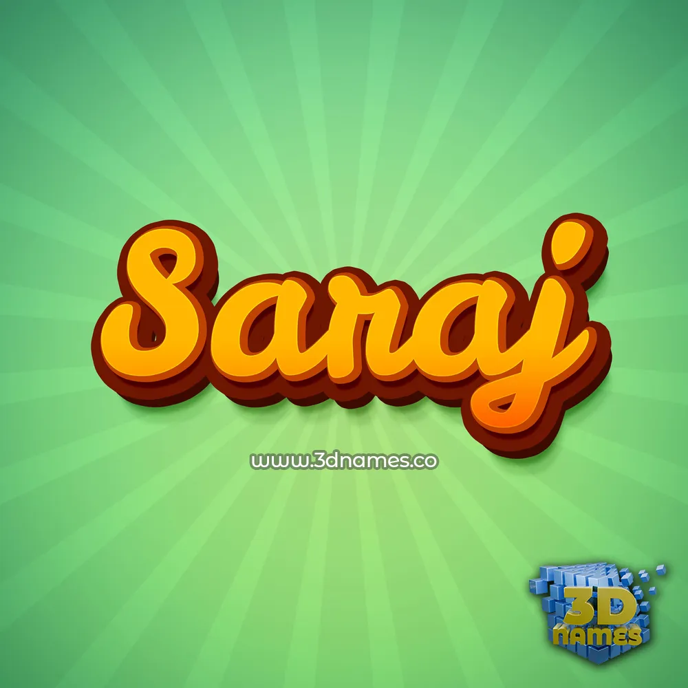 saraj in Green Rays style - 3D name wallpaper