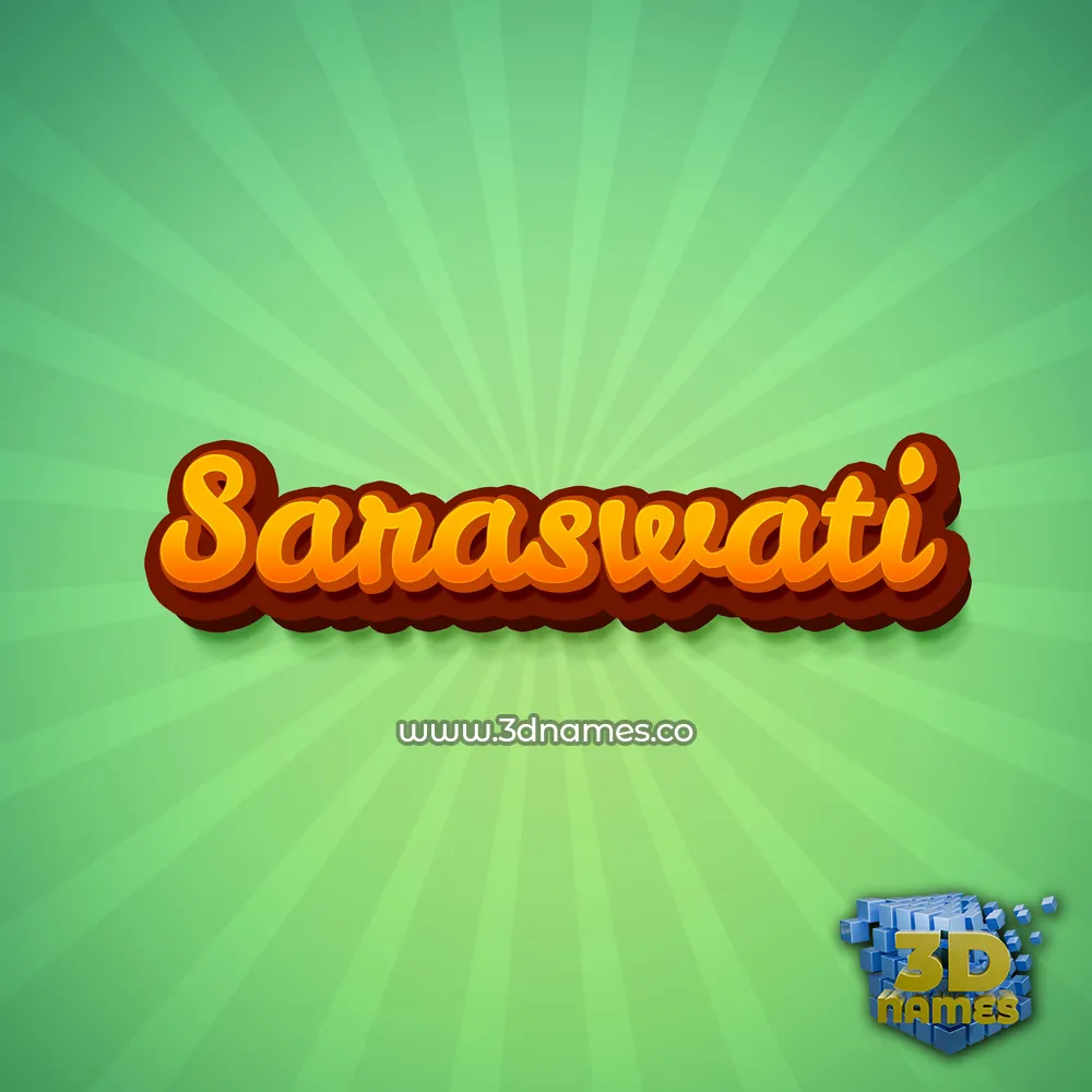saraswati in Green Rays style - 3D name wallpaper