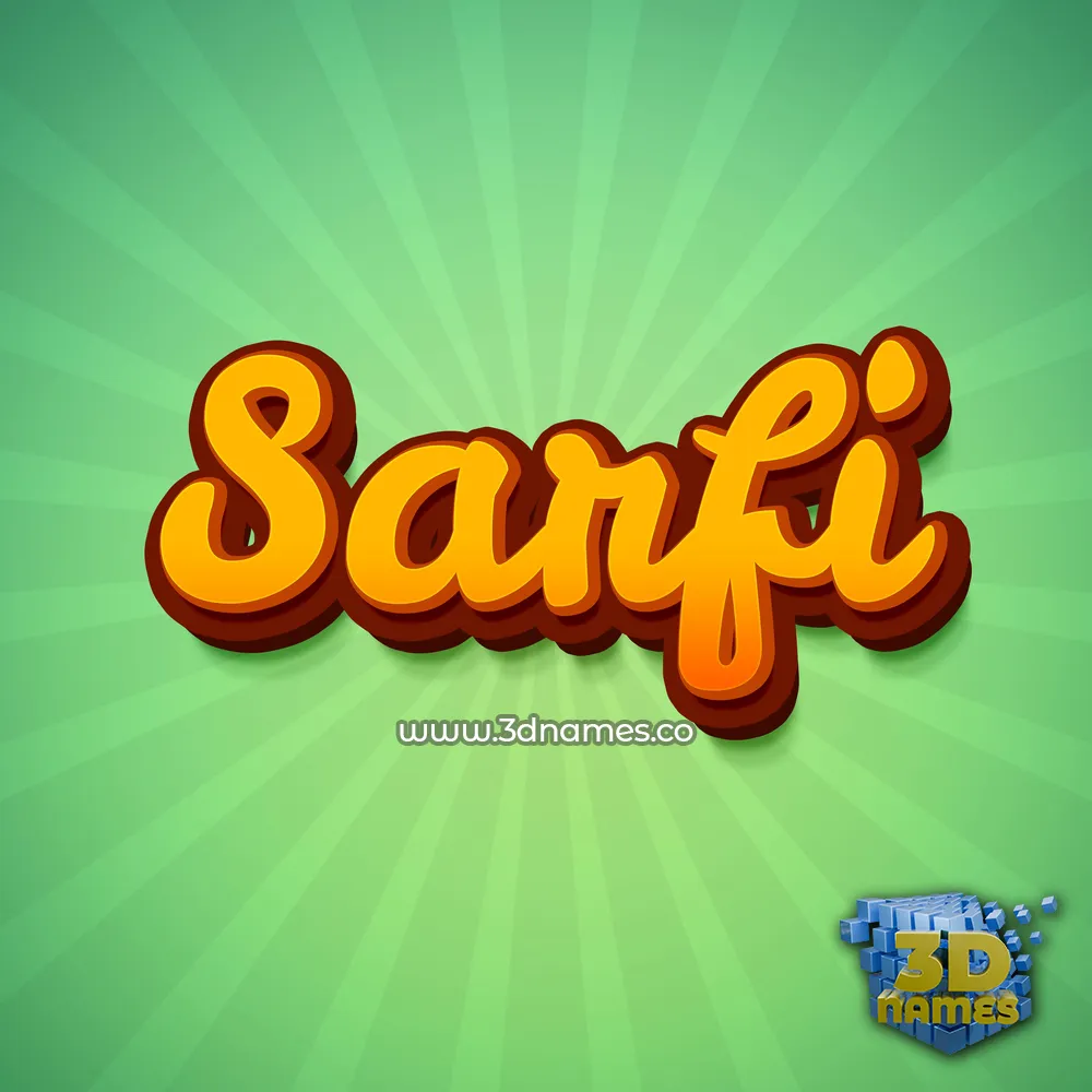 sarfi in Green Rays style - 3D name wallpaper