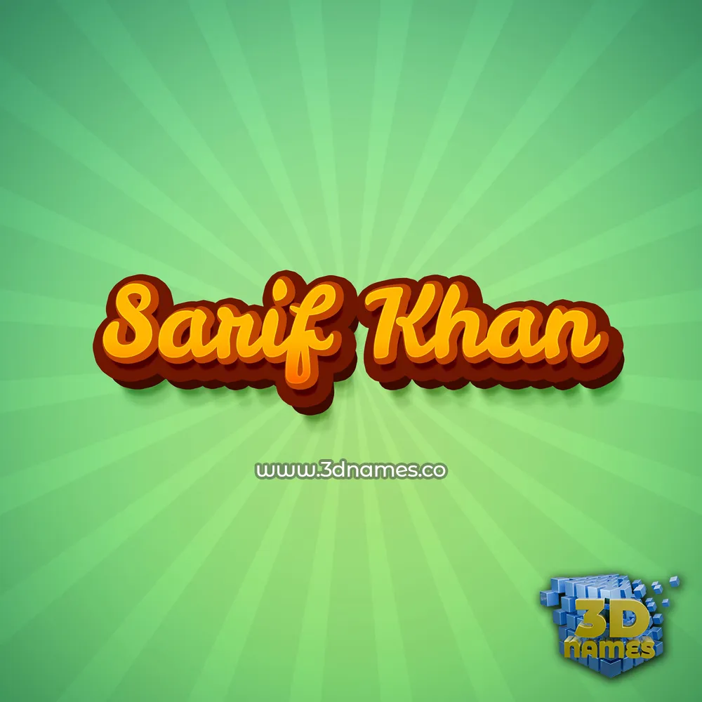 sarif khan in Green Rays style - 3D name wallpaper