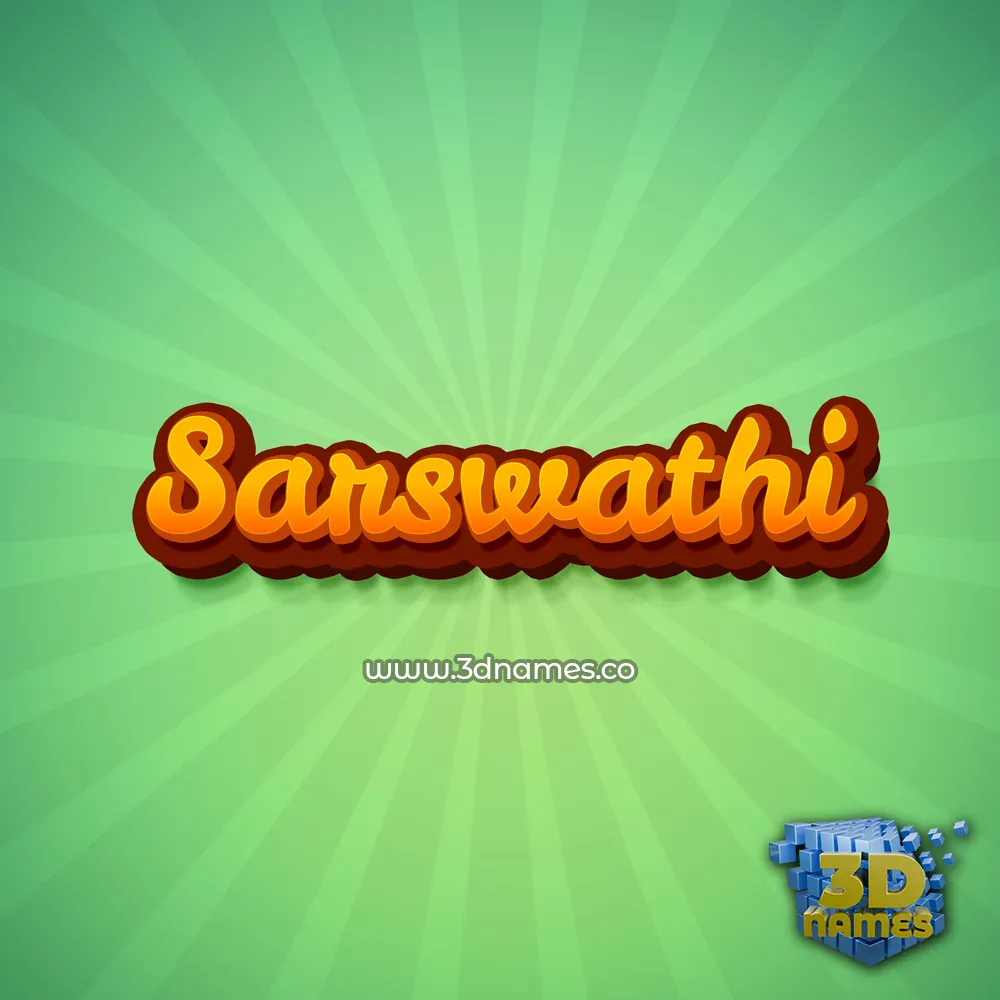 sarswathi in Green Rays style - 3D name wallpaper