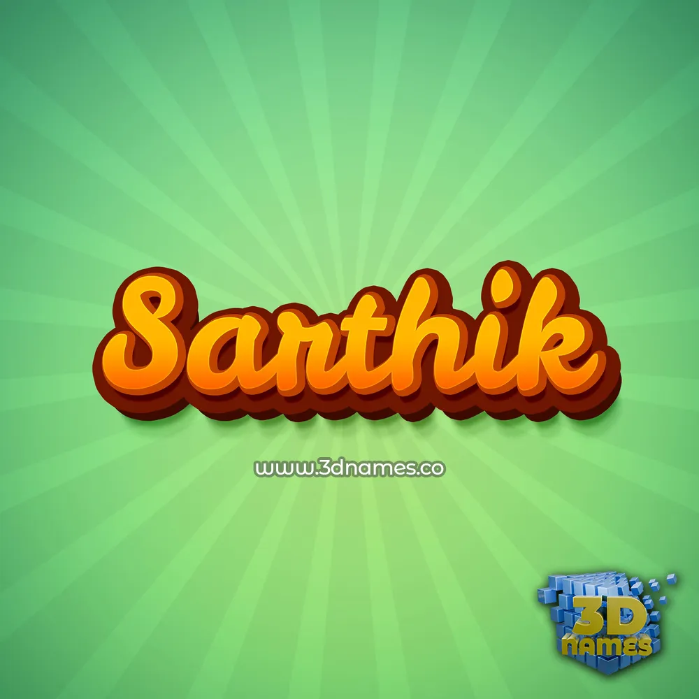 sarthik in Green Rays style - 3D name wallpaper