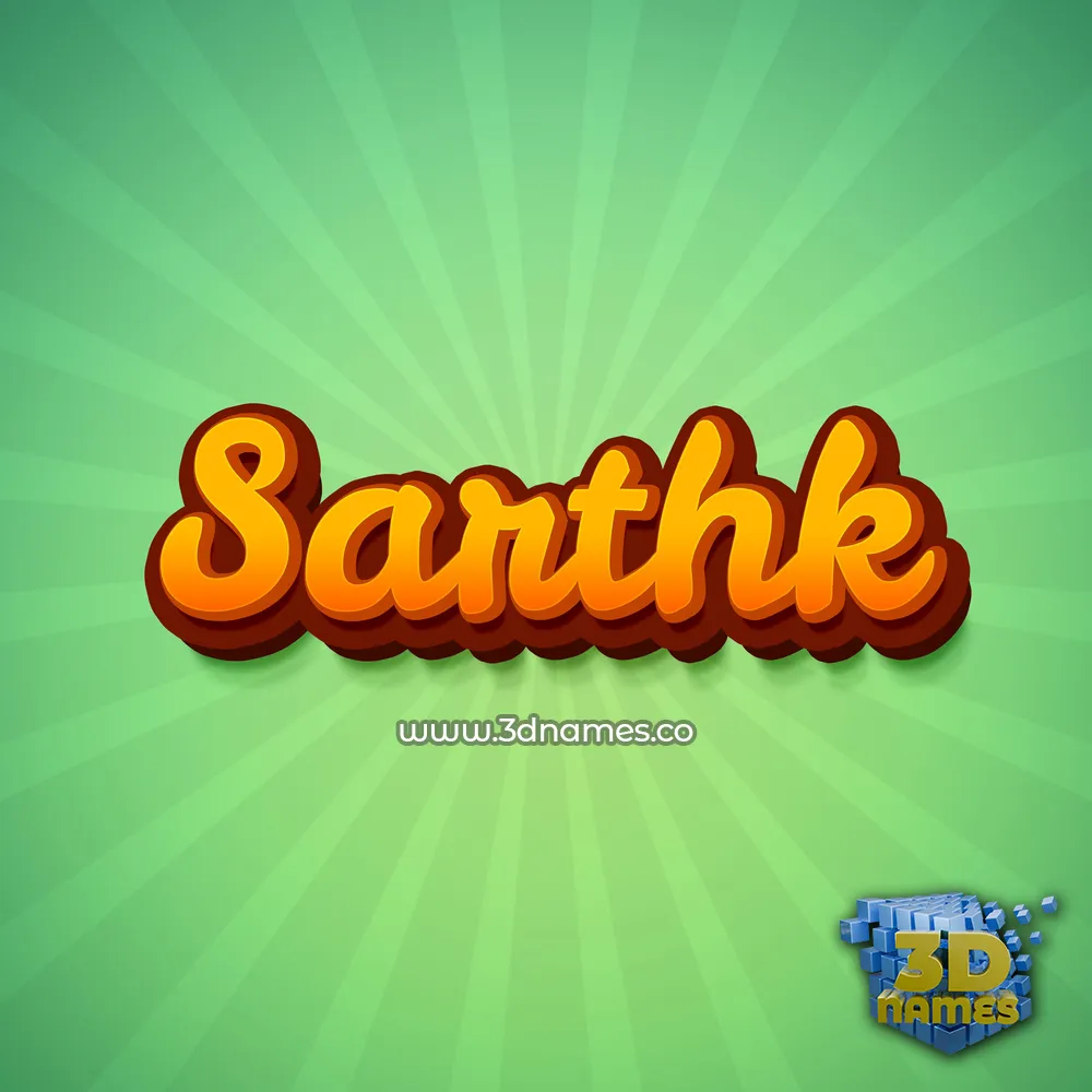 sarthk in Green Rays style - 3D name wallpaper