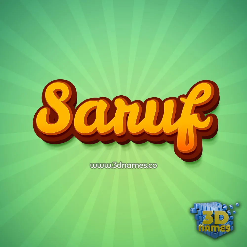 saruf in Green Rays style - 3D name wallpaper