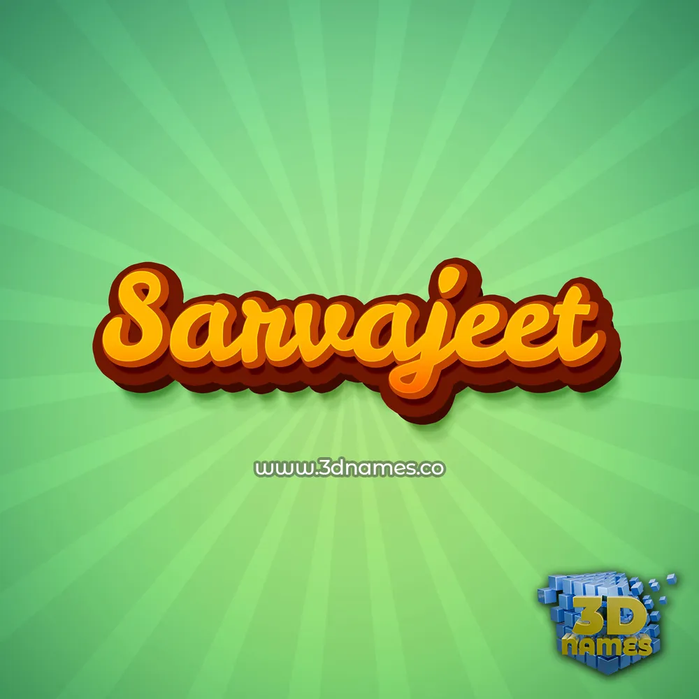 sarvajeet in Green Rays style - 3D name wallpaper