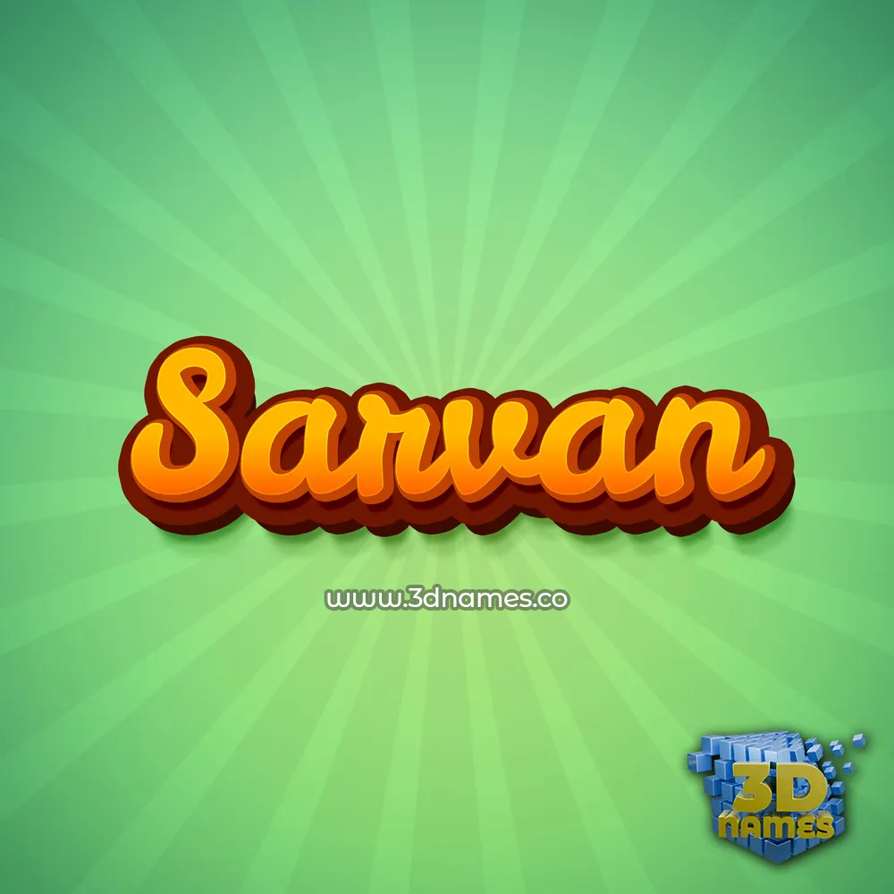 sarvan in Green Rays style - 3D name wallpaper