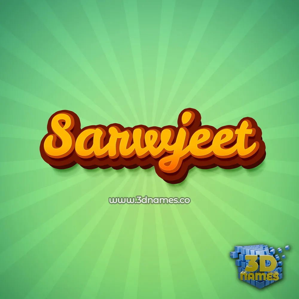 sarwjeet in Green Rays style - 3D name wallpaper