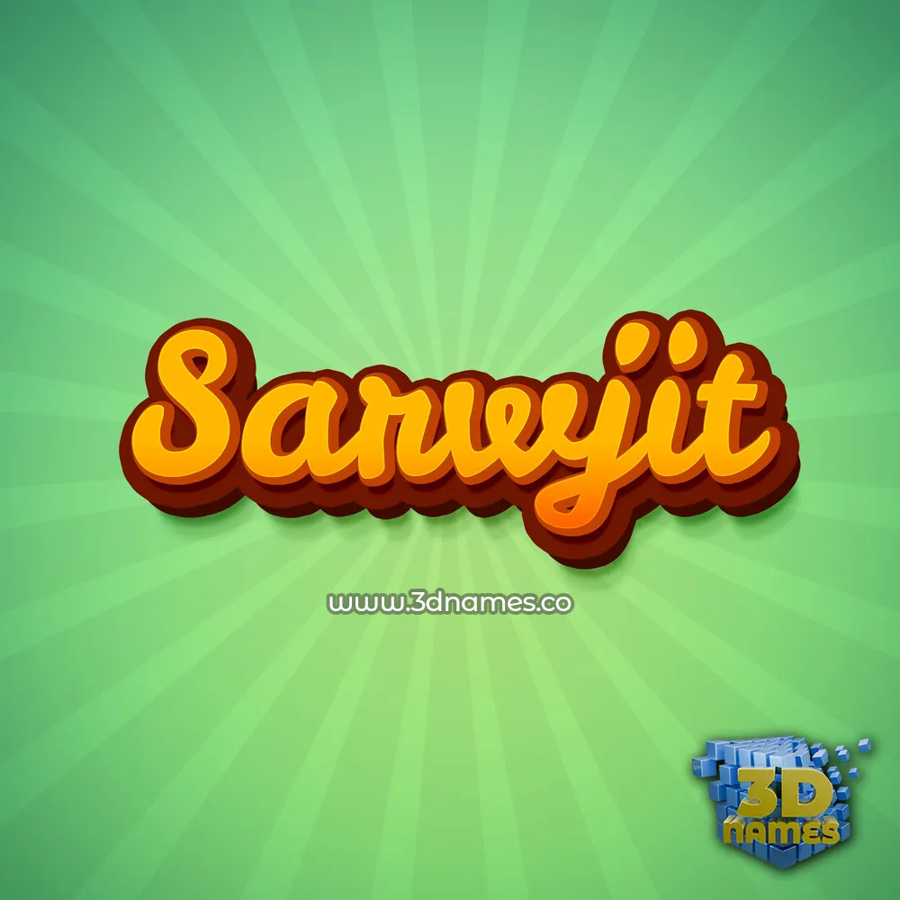 sarwjit in Green Rays style - 3D name wallpaper