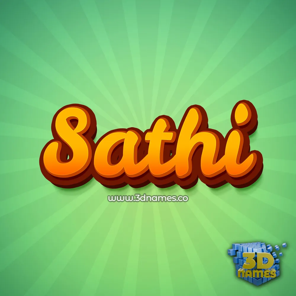 sathi in Green Rays style - 3D name wallpaper
