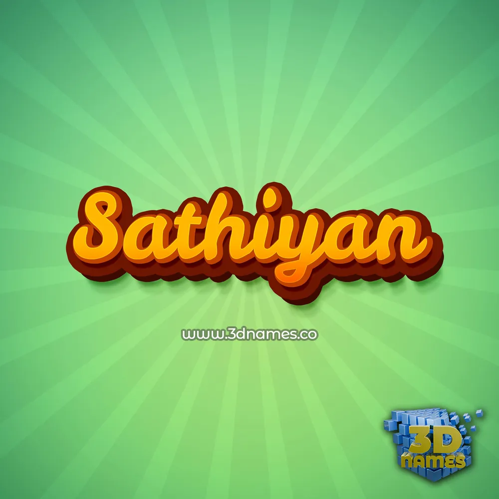 sathiyan in Green Rays style - 3D name wallpaper