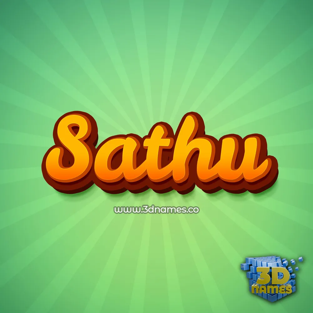 sathu in Green Rays style - 3D name wallpaper