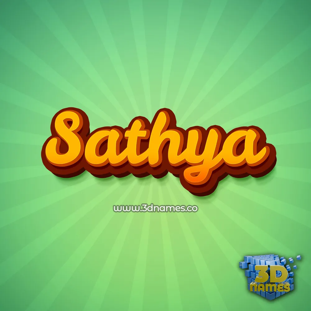 sathya in Green Rays style - 3D name wallpaper