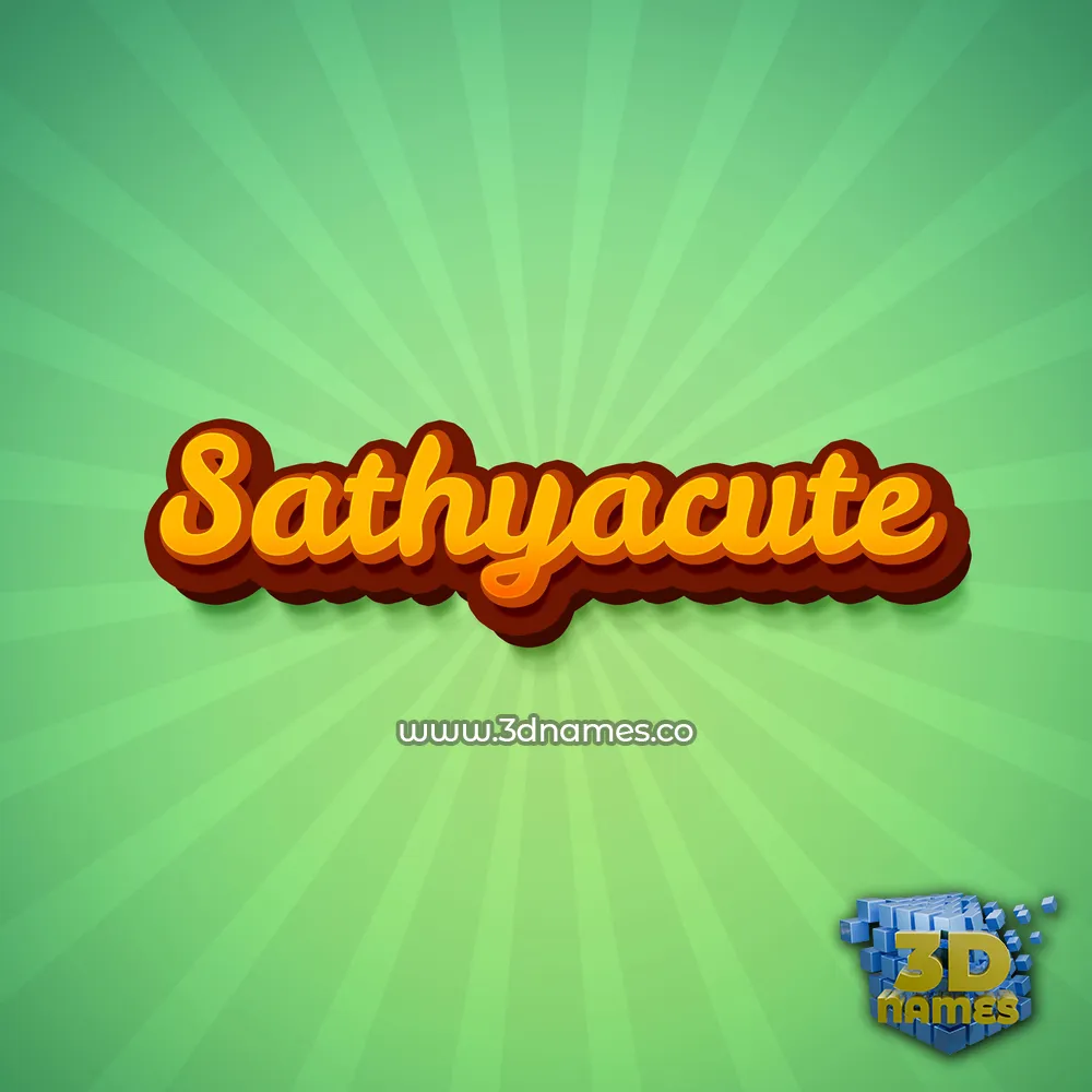 sathyacute in Green Rays style - 3D name wallpaper