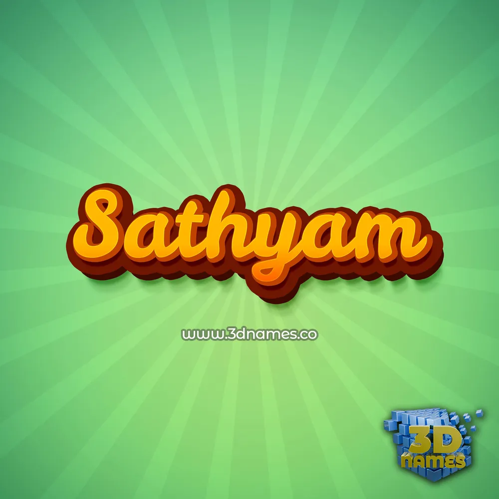 sathyam in Green Rays style - 3D name wallpaper