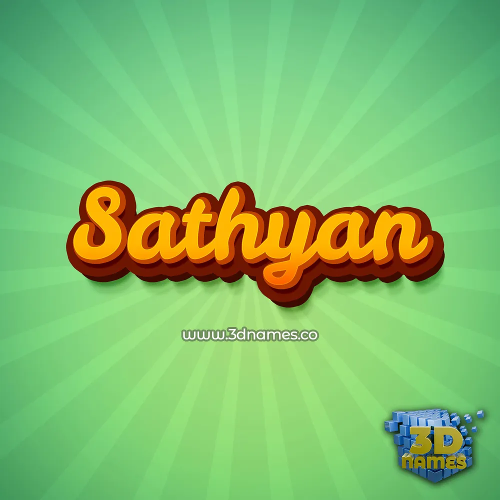 sathyan in Green Rays style - 3D name wallpaper