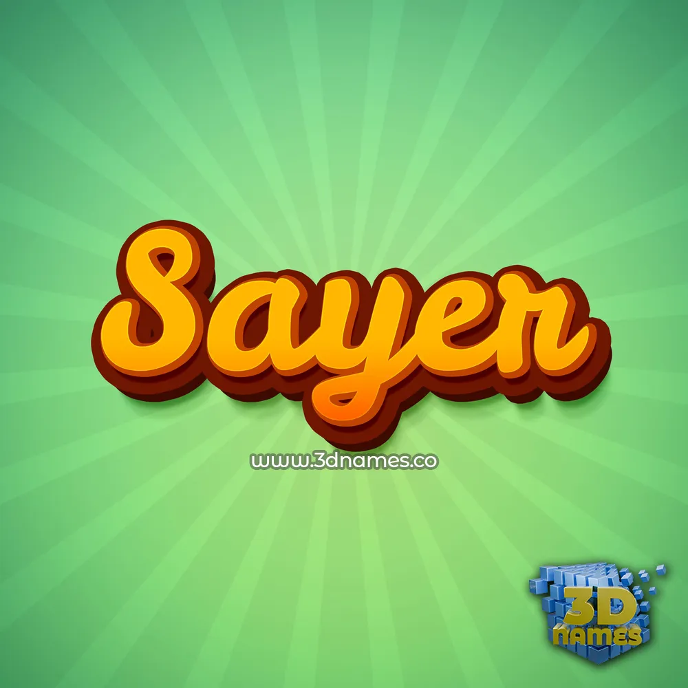 sayer in Green Rays style - 3D name wallpaper