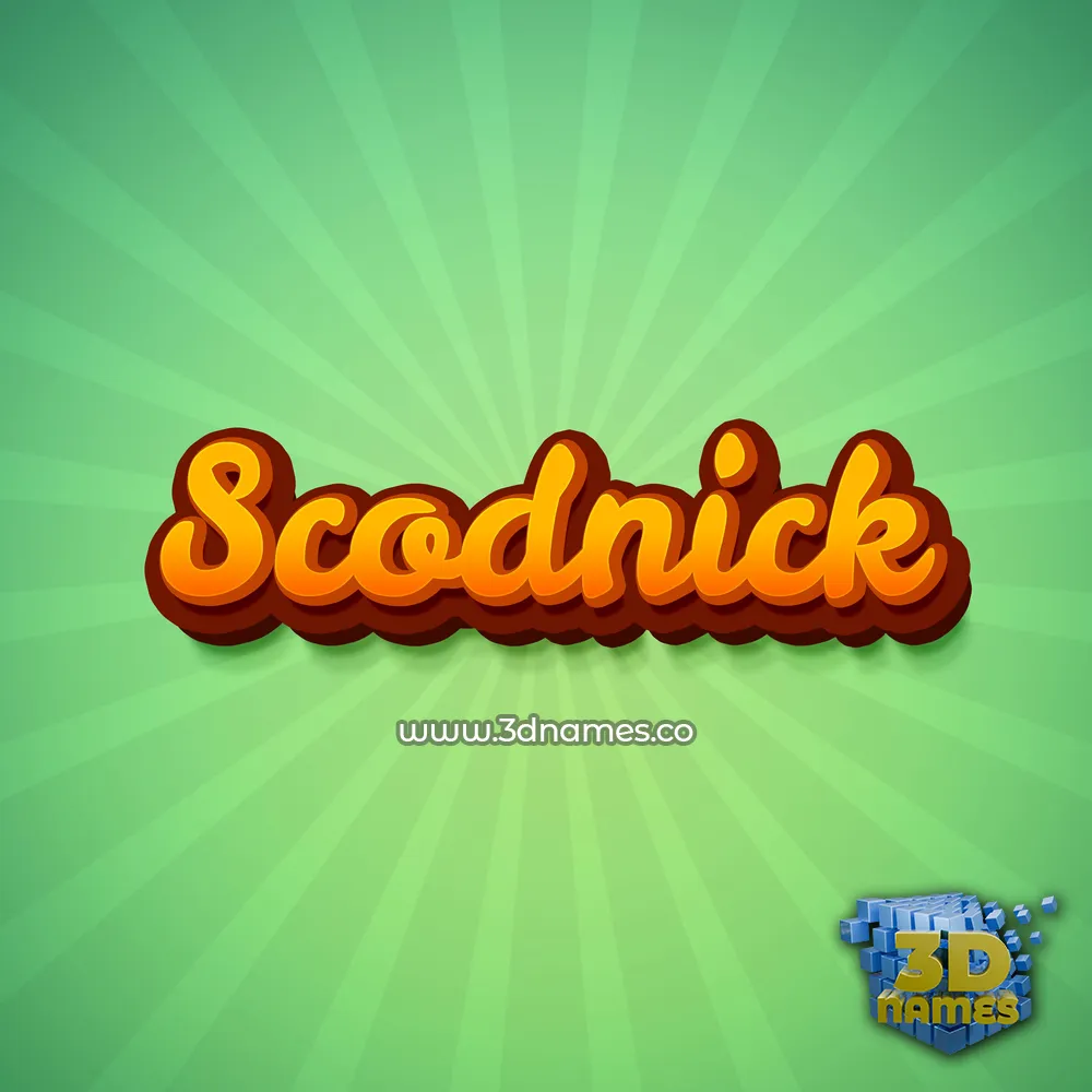 scodnick in Green Rays style - 3D name wallpaper