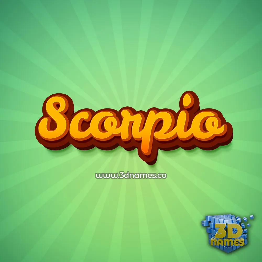 scorpio in Green Rays style - 3D name wallpaper