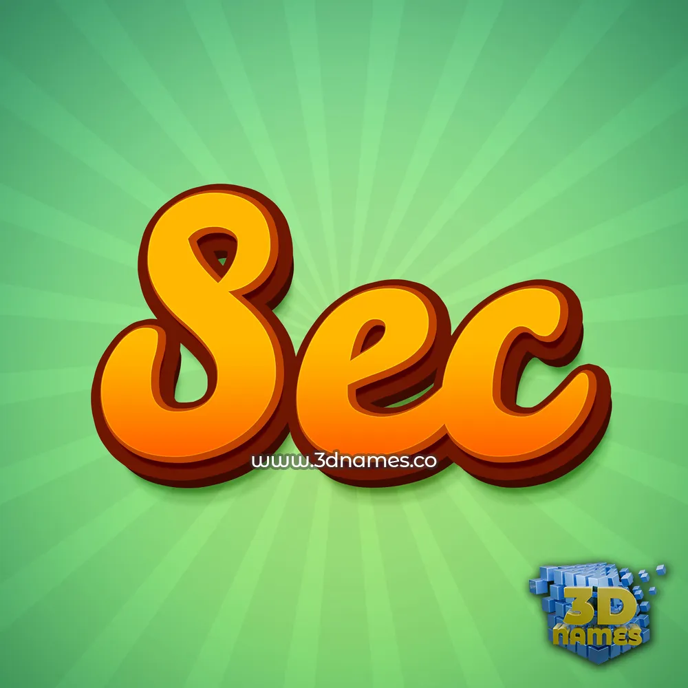 sec in Green Rays style - 3D name wallpaper
