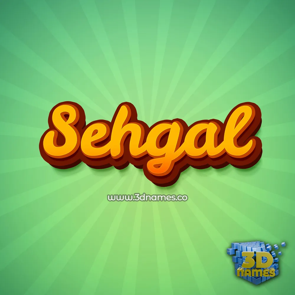sehgal in Green Rays style - 3D name wallpaper