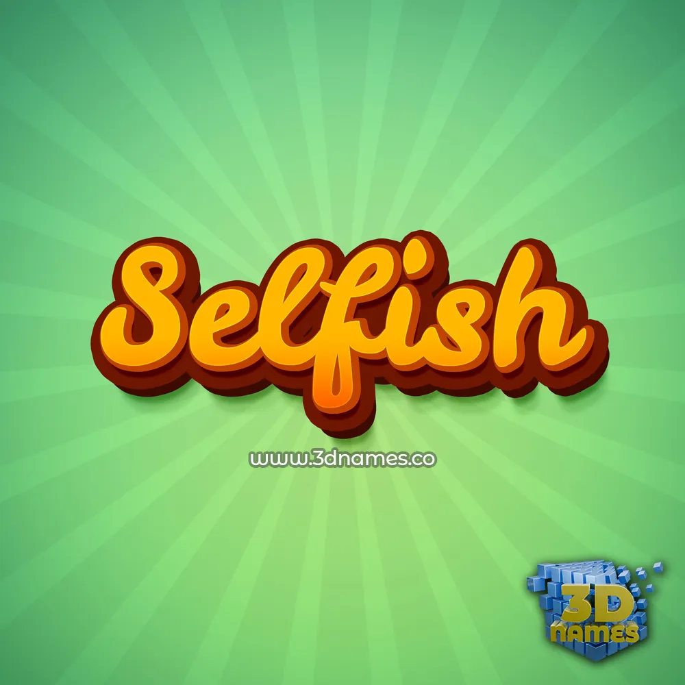 selfish in Green Rays style - 3D name wallpaper