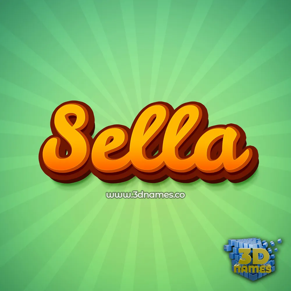 sella in Green Rays style - 3D name wallpaper