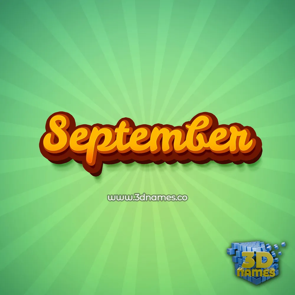 september in Green Rays style - 3D name wallpaper