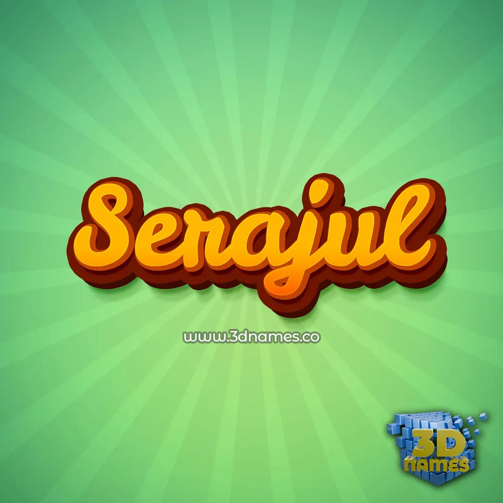 serajul in Green Rays style - 3D name wallpaper