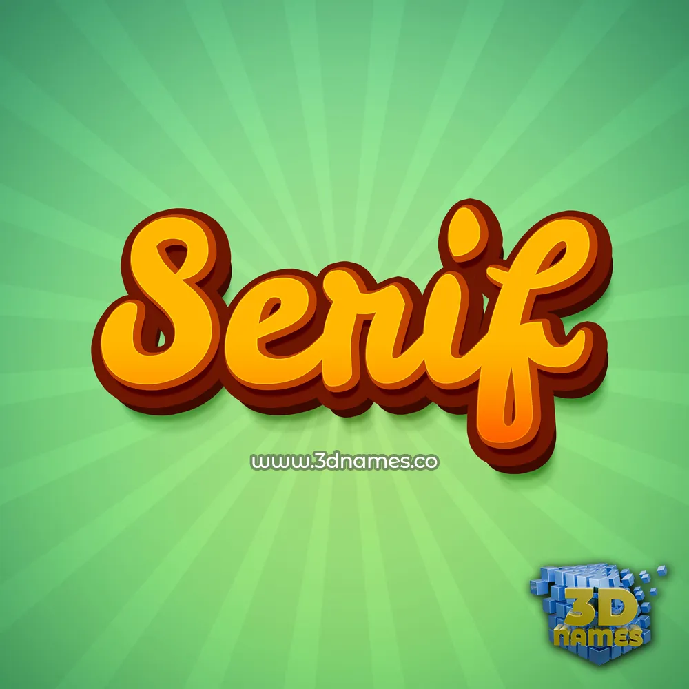 serif in Green Rays style - 3D name wallpaper