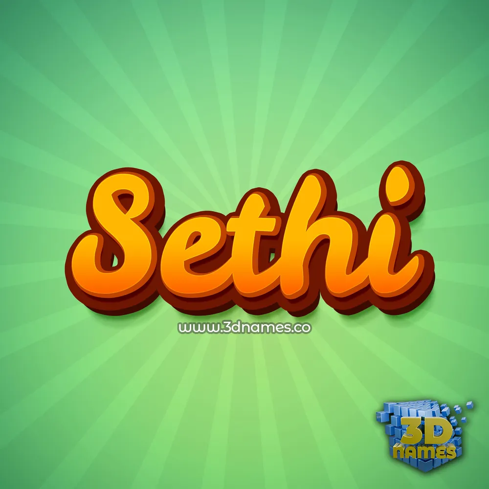 sethi in Green Rays style - 3D name wallpaper
