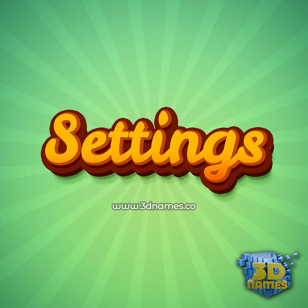 settings in Green Rays style - 3D name wallpaper
